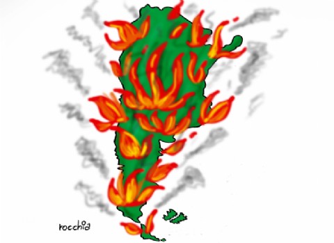 Incendio en la provincia: Bomberos combaten contra el fuego en una carpintería