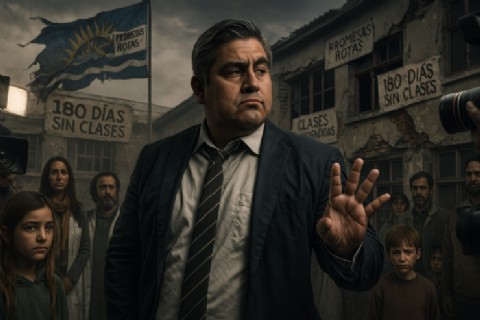 Claudio Vidal hace campaña con las escuelas rotas y la educación en ruinas