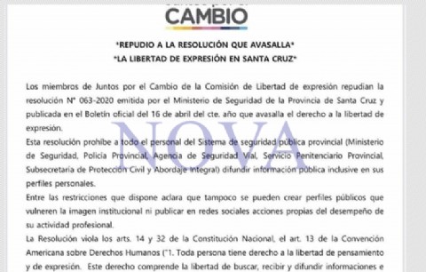 Fuerte rechazo a la bajada de línea de Alicia Kirchner sobre la libertad de expresión en Santa Cruz