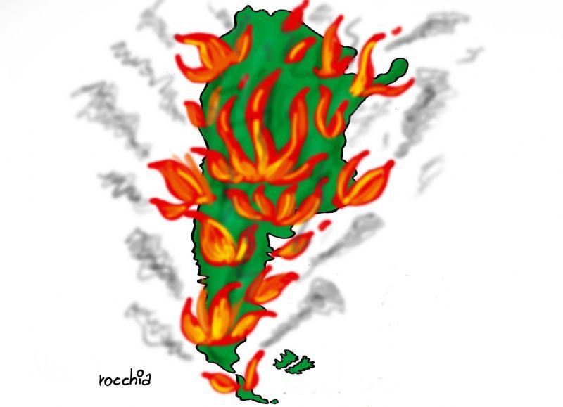 Incendio en la provincia: Bomberos combaten contra el fuego en una carpintería